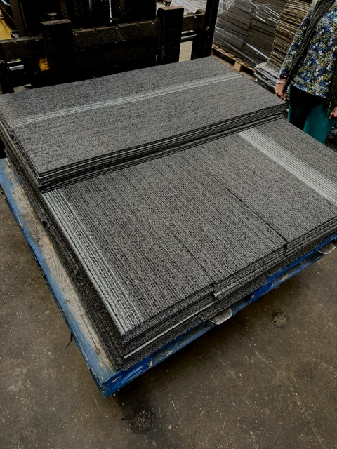 Grey Interface Carpet Tile Planks-Dark Grey Pewter & Pewter/Cloud.200 Tiles/50m