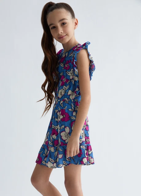 Ga3182 Abito Floreale Liu Jo Kids Bambina Vestito Vestitino Ecosostenibile Abiti