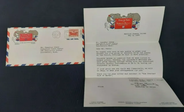 Ringling Brothers letter 1956 Denial letter