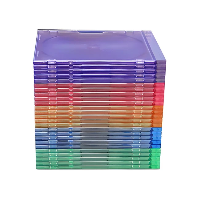50 SLIM ASSORTED Color CD Jewel Cases