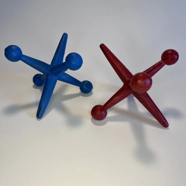 Jax Jacks Mid Century Bill Curry Style Red/Blue Cast Iron Doorstop Bookends