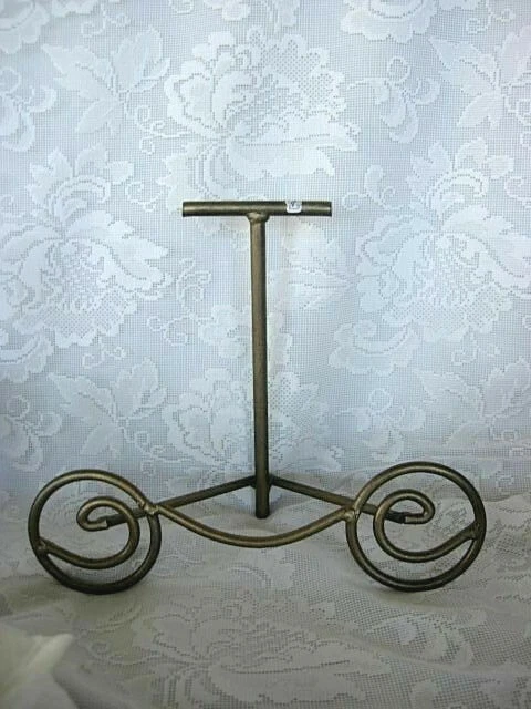 Unusual Bronze Hand Made Wrought Iron Metal Plate / Platter/ Picture Easel/Stand