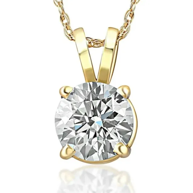 1/4 - 2.60 Ct T.W. Natural Diamond Solitaire Pendant in 14k White or Yellow Gold