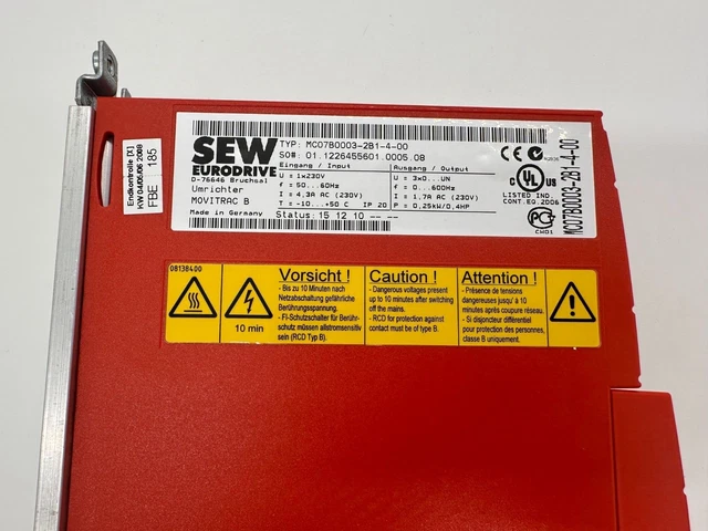 SEW MC07B0003-2B1-4-00 MOVITRAC B Inverter 0.25kW Eurodrive £179.91 ...