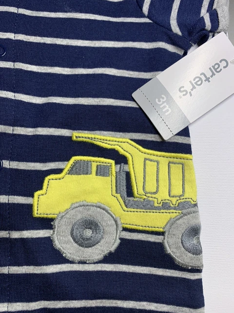 Carters Baby Boys Snap-Up Romper Navy Blue Dump Truck NWT Infant Size 3 Months 2