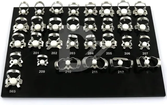 31 PCS ENDODONTIC RUBBER DAM CLAMP Dental Instruments ENDO With Black Tray