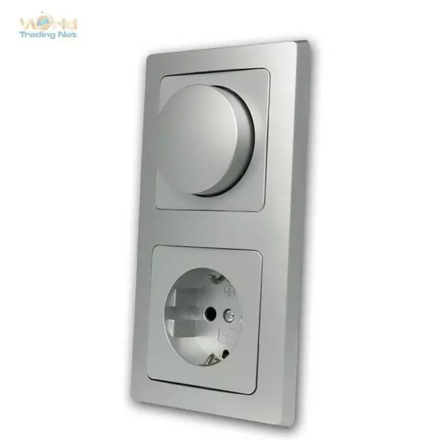 Delphi Variateur LED Avec Prise de Protection Argent 230V ~ Up Cadre Combinaison