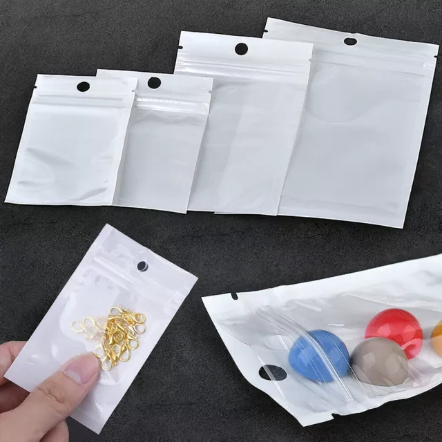 100x White Grip Self Press Seal Resealable Poly Polythene Zip Lock Plastic Bags