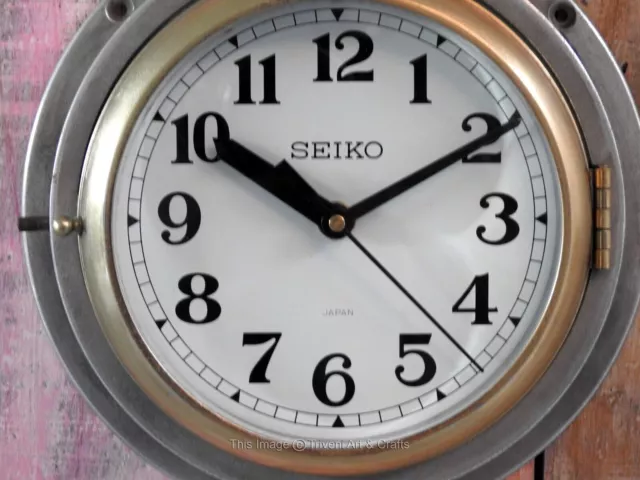 Antiguo reloj de pared marítimo Seiko esclavo náutico barco industrial... 2