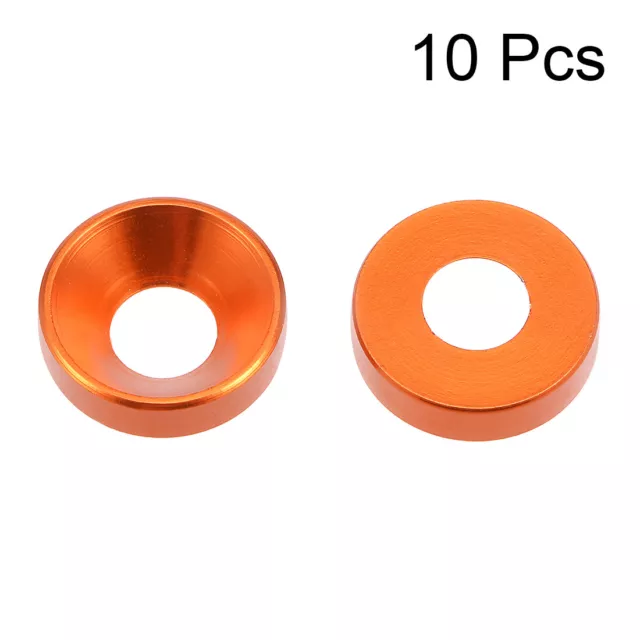 10 Pcs 12mm x 5mm x 3mm Aluminum Alloy Countersunk Washer Orange 2