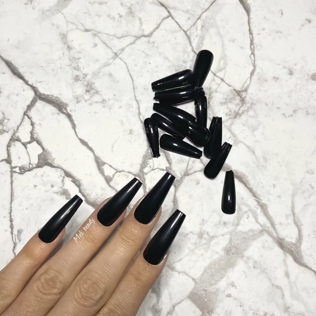 Faux Ongles GLAM UP – French Noir Mat Et Brillant + Adhésifs