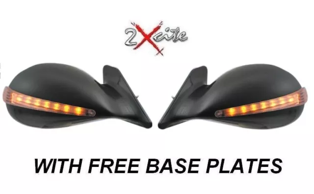 Bmw E46 2 Door Black K10 Gtr M3 Dtm Pair Wing Mirrors Led Indicator Base Plates