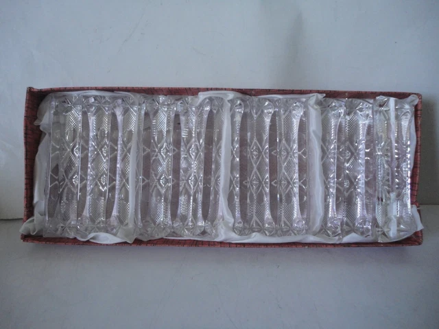 Lot De 8 Porte-couteaux En Verre Ambré – Style Art Déco Orange – Années 60-70 – Vintage