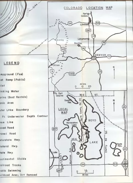 Fish-n-Map Co. BOYD LAKE Colorado c.1986 2