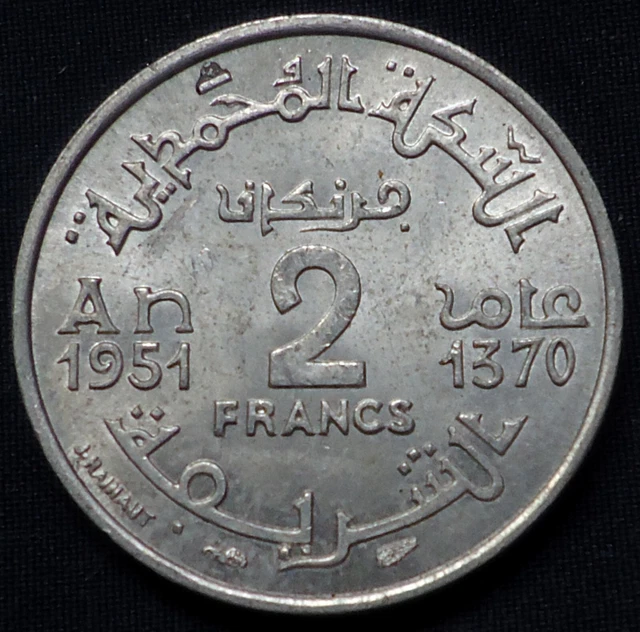 1951 Maroc 2 Francs High Quality, 0.99 Cents Auction See Pics