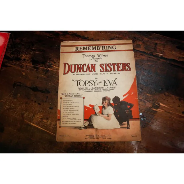Remembering Topsy and Eva 1923 Sheet Music Duncan Sisters Uncle Toms Cabin Stowe