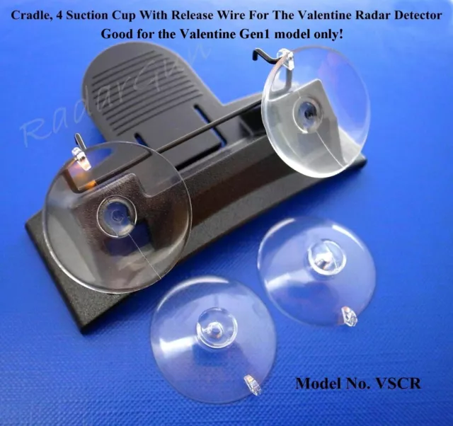 Valentine Cradle/Mount, 4 Cup+Release Wire For Valentine V1 Gen1 Radar Detector