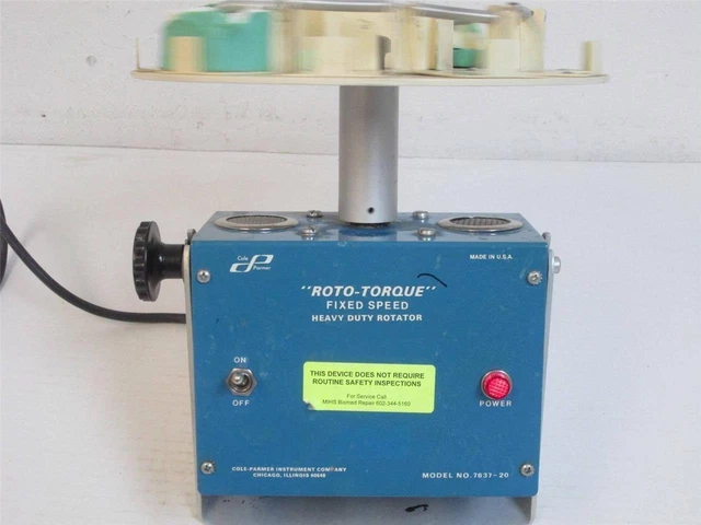Cole Parmer 7637-20 Roto-Torque Fixed Speed Heavy Duty Rotator w/#7637-75 Disc