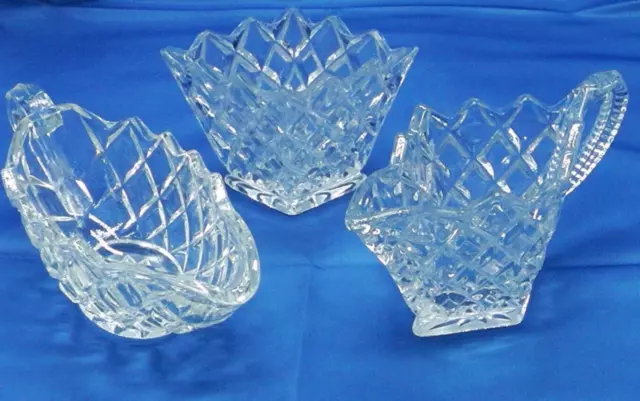 Cut Glass - Milk Jug / Sugar Bowl Glass - Lead Crystal Cut  Square Diamond