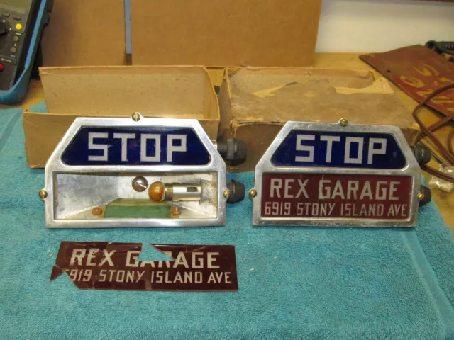 20`sPair Monarch Accessory Antique Car Ad. Rex Garage Tail & Stop Light R.F. Mau