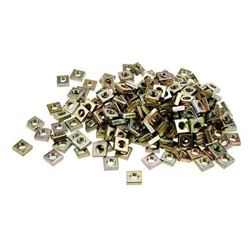 Dasunny 200 Pcs M5 Thread Square Nuts Yellow Zinc Plated Carbon Steel Metric ...