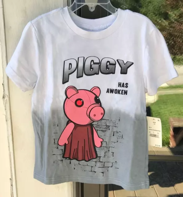 NEW WITH TAG Printed Knit T shirt by Roblox ~ White PIGGY Has awoken