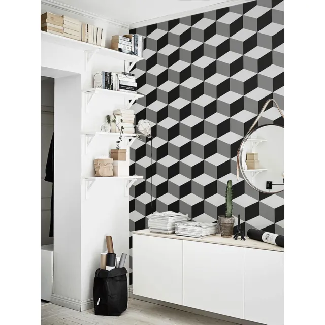 Cube 3D Pattern Modern removable wallpaper Black and white Pattern Wall Mural