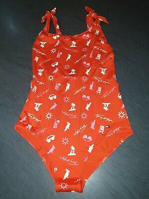 Tommy Hilfiger Girls One-piece Swimsuit, Orange Size 12 Yrs -14 Yrs