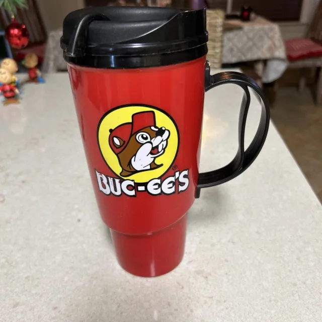 Bucees Deluxe Insulated Refillable 34oz Travel Mug Lid Red Cup Hot Cold Tumbler