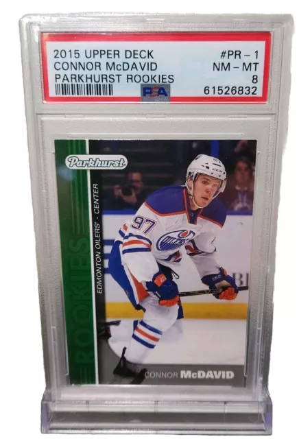 2015 Upper Deck Parkhurst Rookies Connor McDavid #PR1 Rookie Card PSA 8 Oilers