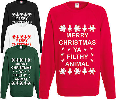 Merry Christmas Ya Filthy Animal Sweatshirt Novelty Funny Jumper Xmas Pullover