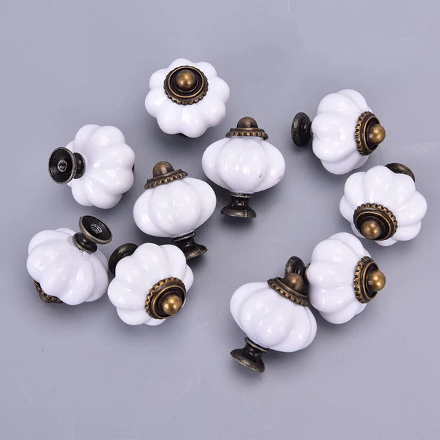 10pcs Vintage Furniture Handle Door Knobs Drawer Cupboard Pull Handle Pumpkin