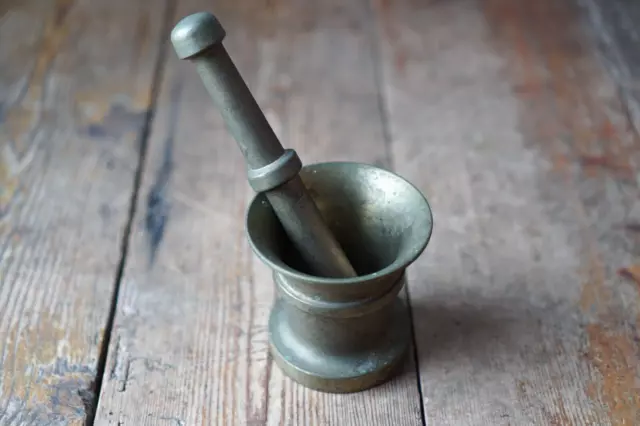 Vintage USSR Metal Brass Pestle & Mortar