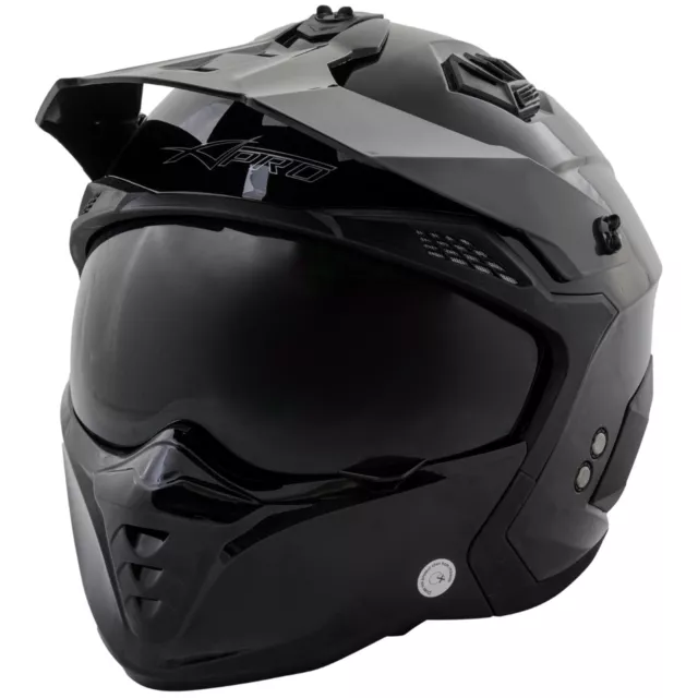 Jet Helmet Cafe Racer Open Face Motorcycle SunVisor Custom Scooter Black