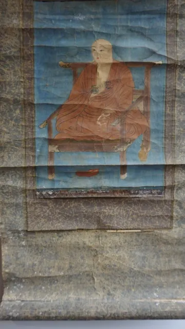 Authentic, Original Hanging Scroll of a Kakejikm Buddha - Hand painted on a f... 3