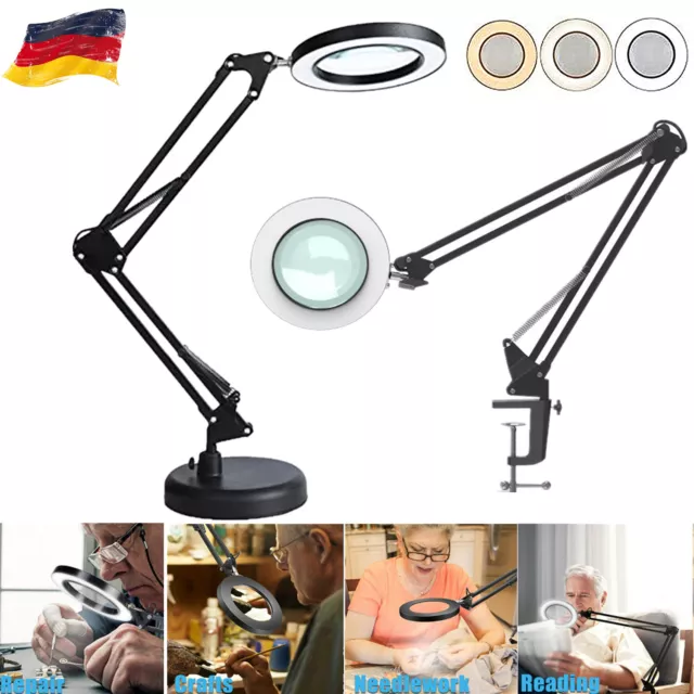 72  LED Lupenleuchte Schreibtischlampe 8 Dioptrien mit 3 Typ Farblicht Lupenlamp