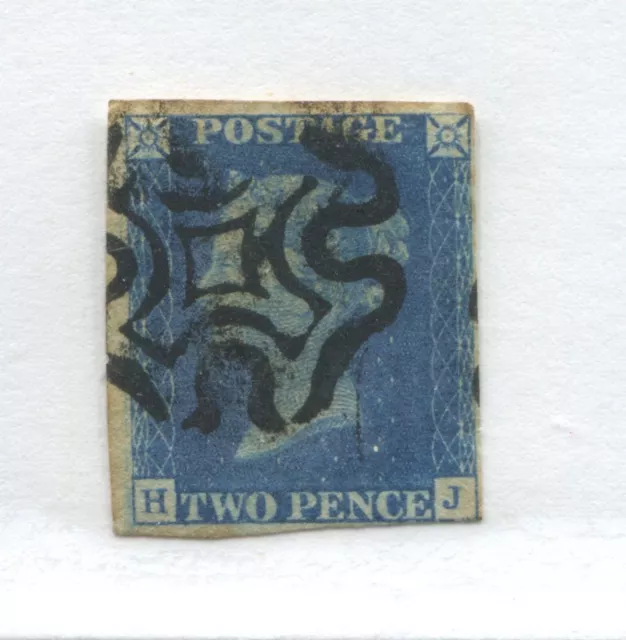 Great Britain 1840 2d Blue HJ Plate 2 with 4 close to large margins