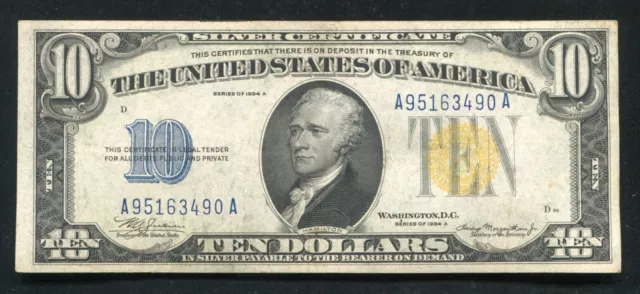 Fr. 2309 1934-A $10 Ten Dollars “North Africa” Silver Certificate About Unc (G)