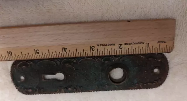 Antique Bronze? Eastlake Victorian Door Knob BACK PLATE Mortise Lock Escutcheon