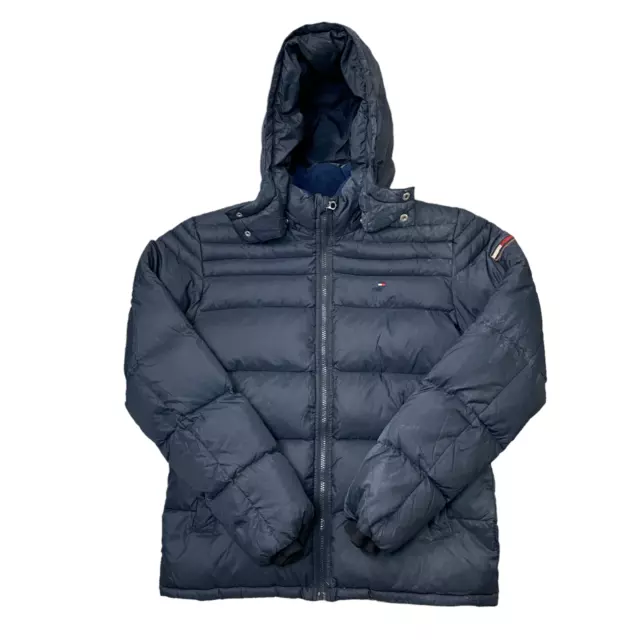 Tommy Hilfiger Boys Navy Blue Hooded Down Puffer Jacket Size 16Years 176Cm