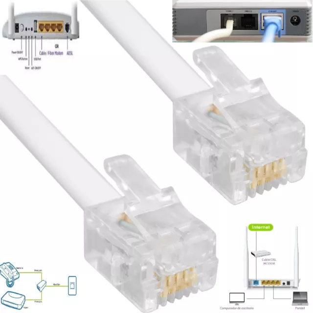 RJ11 ADSL Router Cable Telephone Lead For BT/SKY/PlusNet Broadband Phone Lot 2