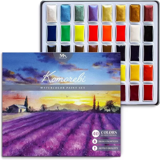 Mozart Komorebi Watercolour Paint Artist Quality Set Of 40 Rich Colours MetalTin