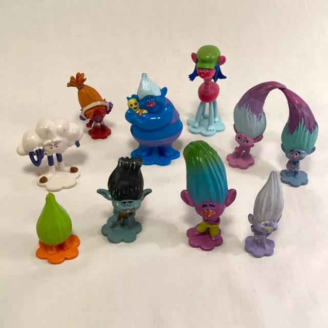 Trolls mini figures hard plastic Dreamworks DWA Lot Of 10 PVC