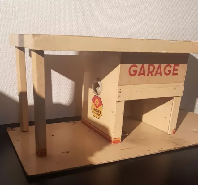 garage STATION SERVICE SHELL jouet En Bois MAJOLU??? ANCIEN 2