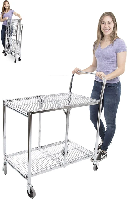 Original Tubstr | Collapsible Wire Cart | 2 Shelf Wire Utility Cart Provides Con