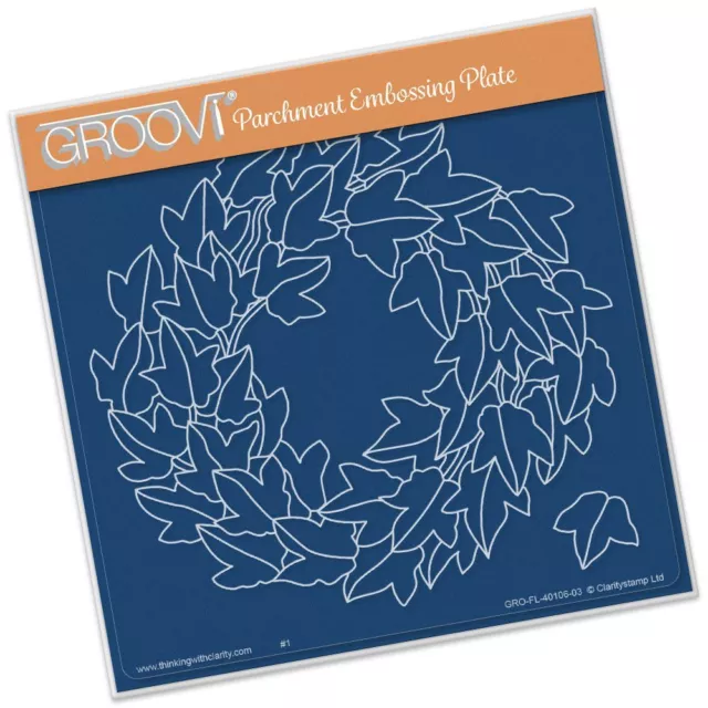 CLARITY STAMP GROOVI Parchment Embossing Plate IVY WREATH GRO-FL-40106-03