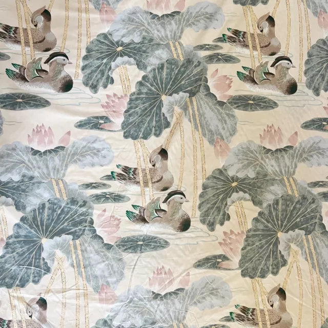 Pat Freund for LEE JOFA "Haiku" Fabric 1982 Water Lotus Ducks 125in x 53in