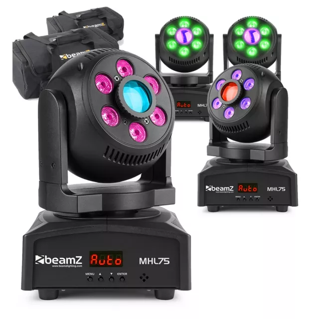 4 x MHL75 DJ Moving Head Spot and Wash Hybrid with Soft Cases - Lighting Package