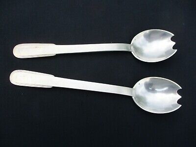 French Art Deco Christofle Laos Pair Of Serving Cutlery Silver Plated Luc Lanel