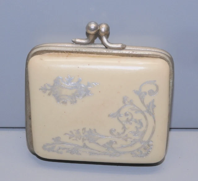 Porte-Monnaie Vintage Crocco Crème - Maroquinerie Ancienne - Fabriqué En Espagne
